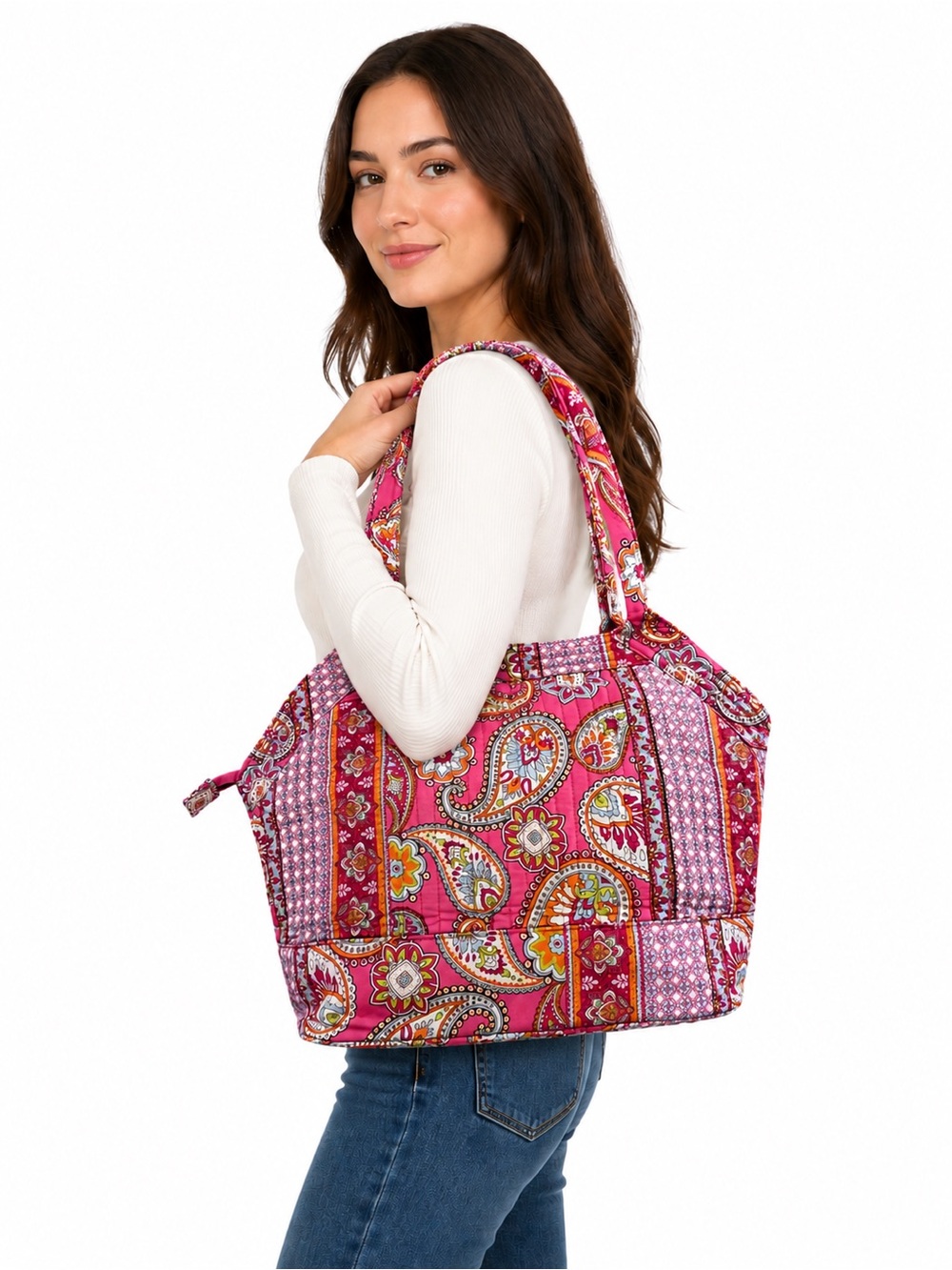 NWOT Modella Quilted Paisley Pink Tote Bag